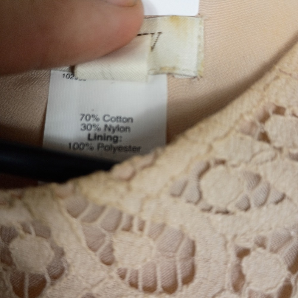J.Crew Tan Beige Corded Lace Popover‎ Mini Dress Scalloped Hem Sleeveless 00 - Picture 7 of 8